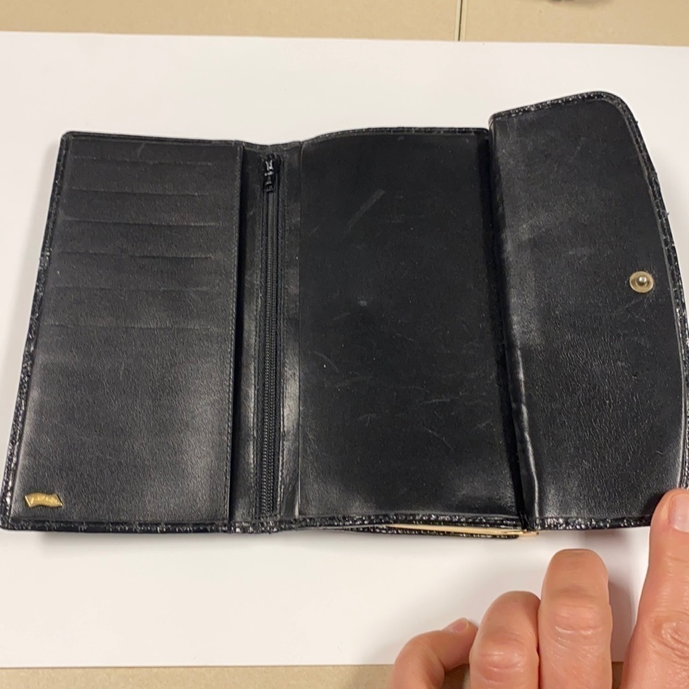 Judith Leiber Black Python Long Clutch Wallet - image 3